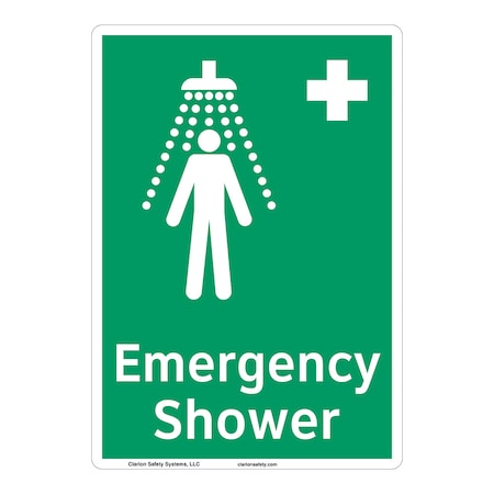ANSI/ISO Compliant Emergency Shower Safety Signs Outdoor Flexible Polyester (Z1) 14 X 10